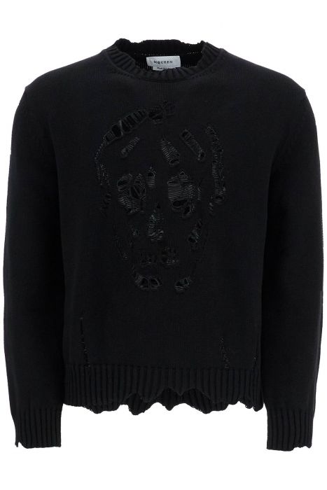 alexander mcqueen pullover skull effetto consumato