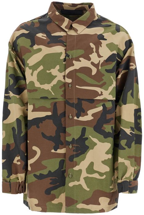 fear of god essentials nylon camouflage overshirt for