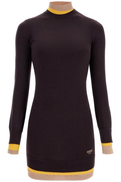 fendi 'knitted mini dress with contrasting edges'