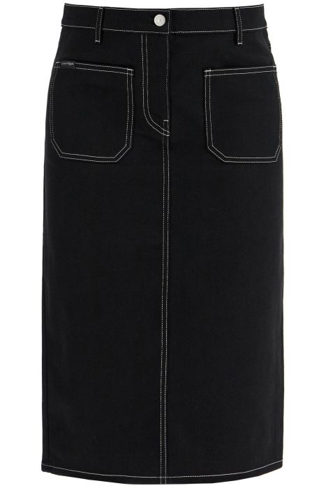 courreges denim midi skirt in seven