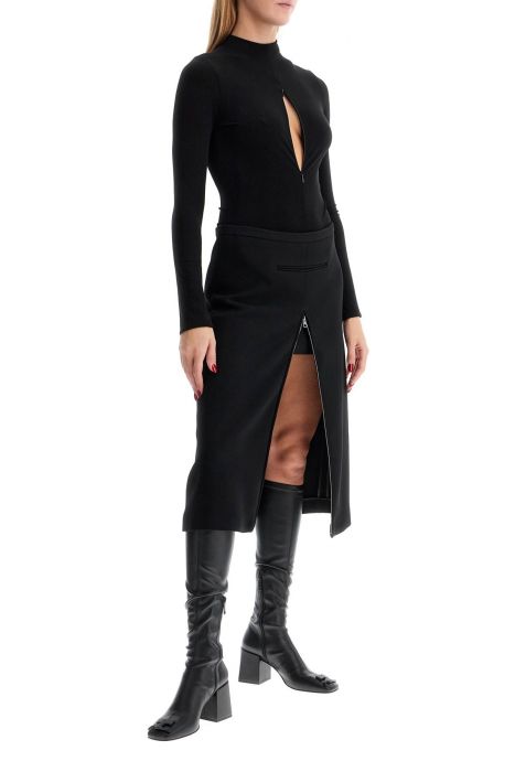 courreges midi twill skirt with zipper