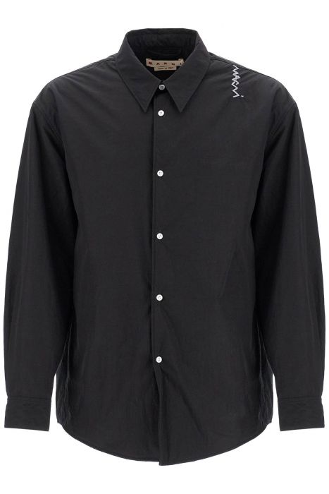 marni padded overshirt with embroidered logo