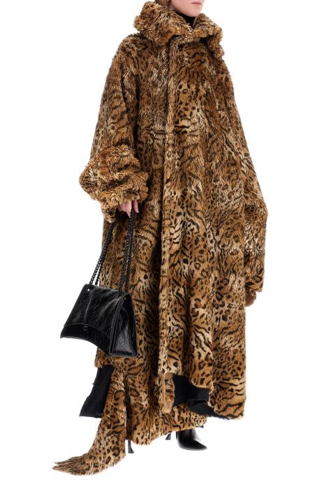 balenciaga maxi faux fur coat in synthetic