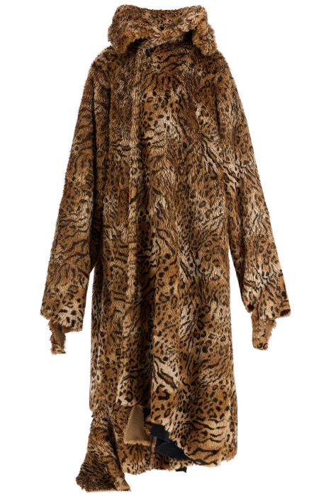 balenciaga maxi faux fur coat in synthetic