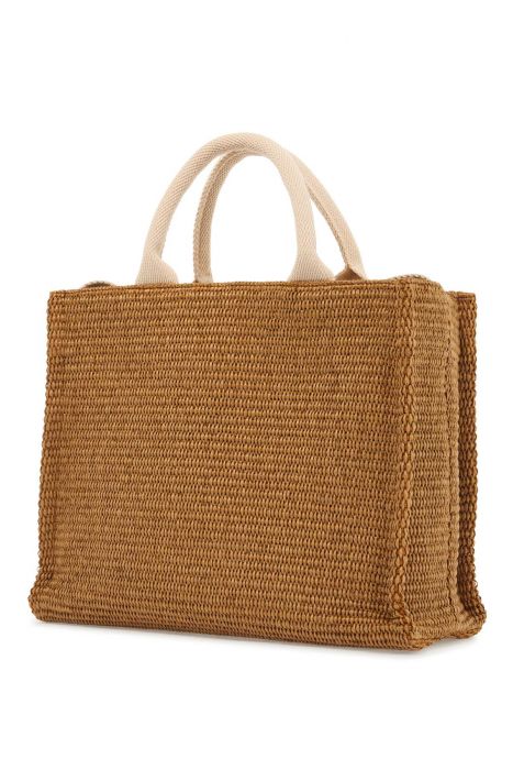 marni raffia-effect canvas small tote bag