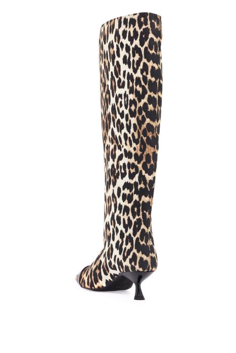 ganni animal print fabric boots