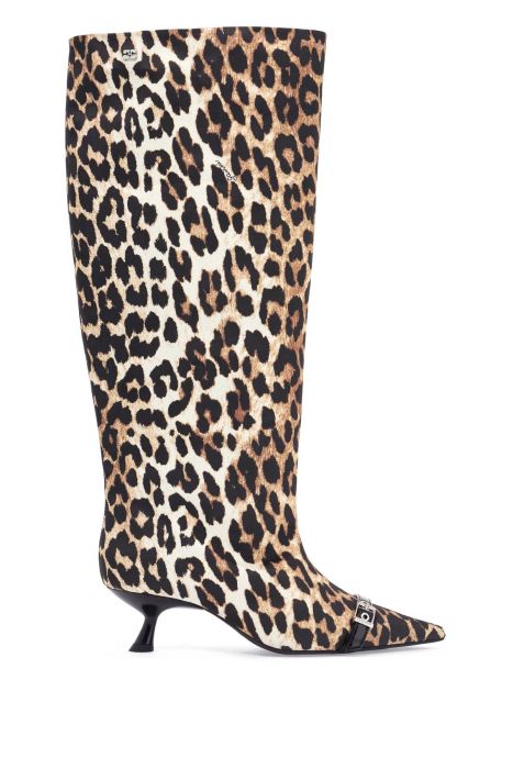 ganni stivali in tessuto animalier