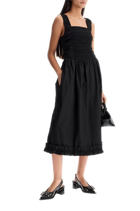 ganni organic poplin smock dress