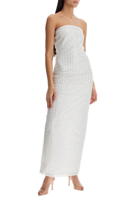 rotate long white cotton bodycon dress with beads strapless