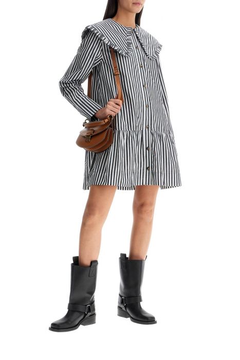 ganni big collar mini shirt dress