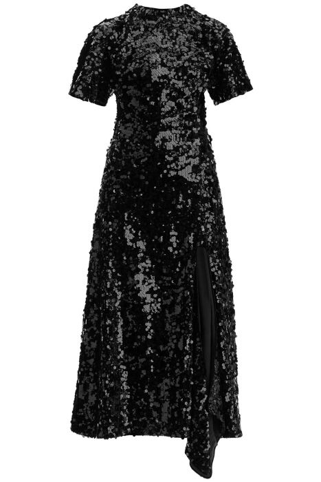 ganni midi velvet and sequin dress