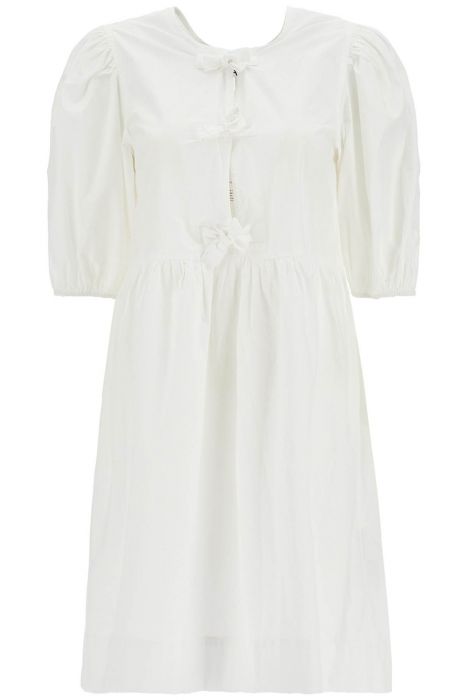 ganni organic cotton tie string mini dress