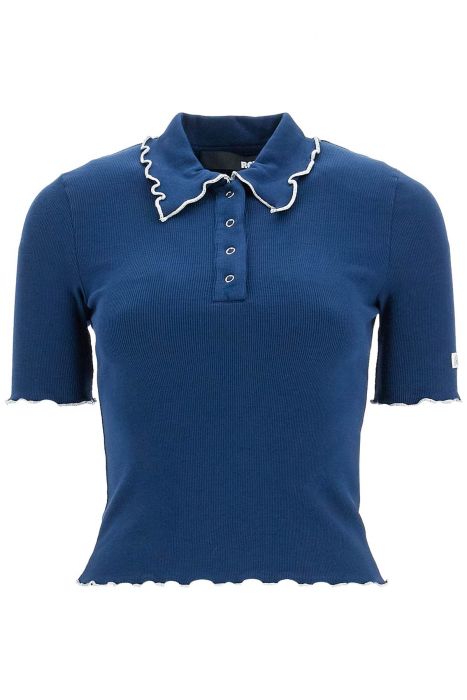 rotate fitted polo shirt with contrasting hems