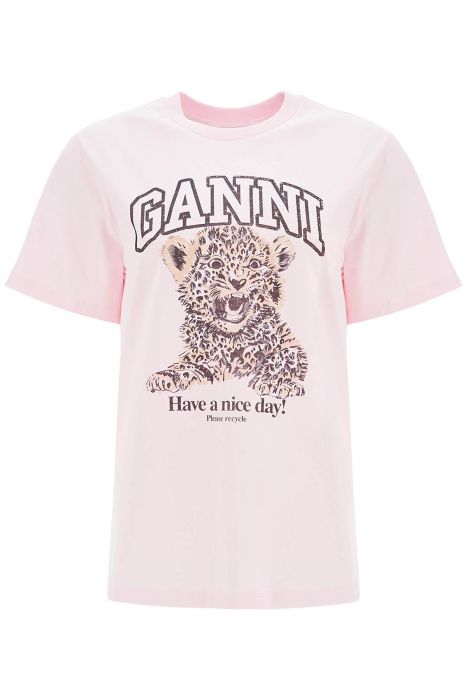 ganni leopard print t-shirt with