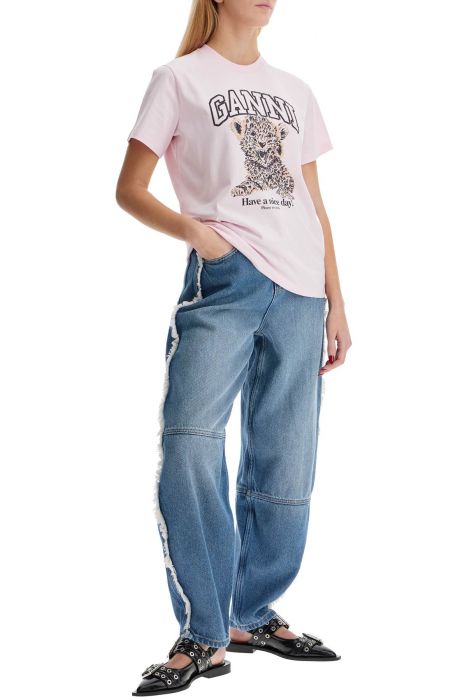 ganni leopard print t-shirt with