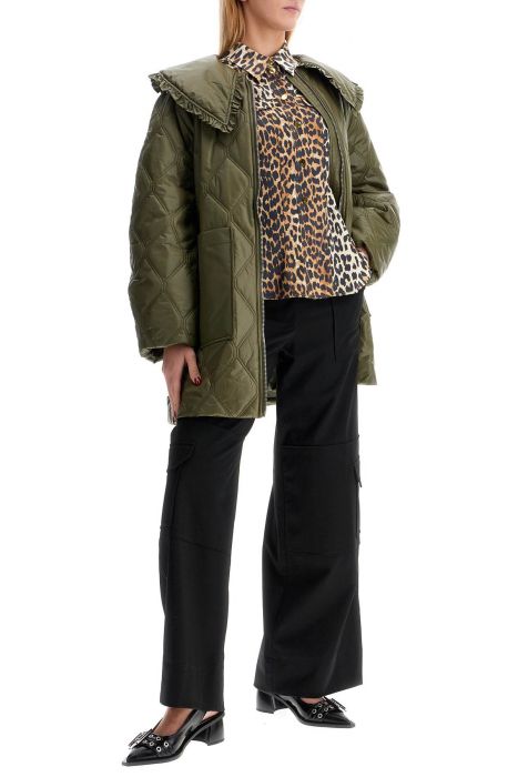 ganni leopard print satin shirt