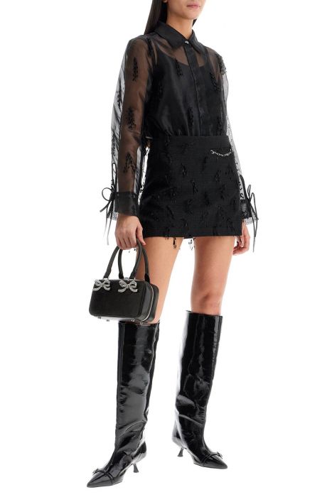 ganni fringed organza shirt