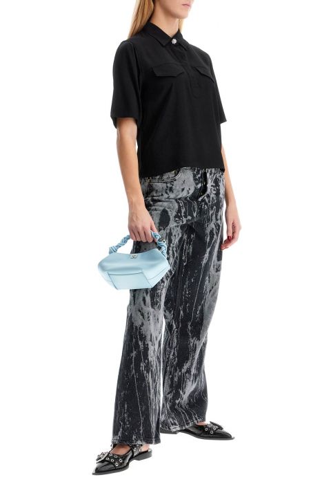 ganni short-sleeved twill blouse for