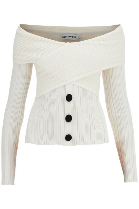 self portrait top in maglia off-shoulder