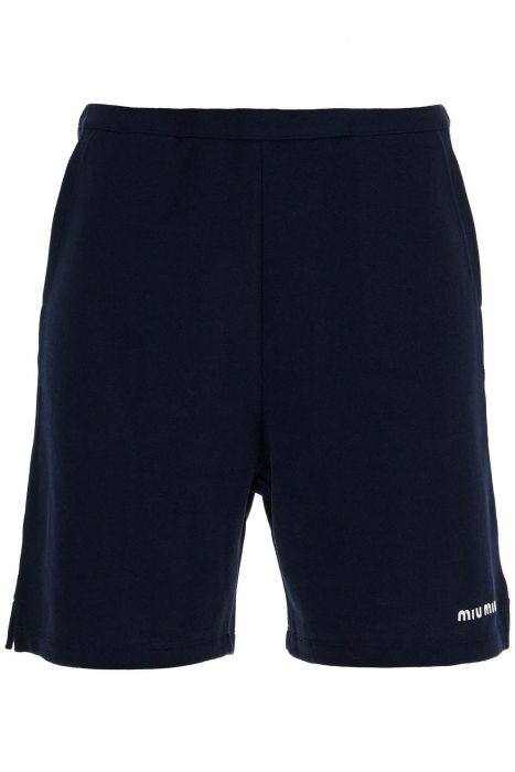 miu miu sporty bermuda shorts with embroidered logo