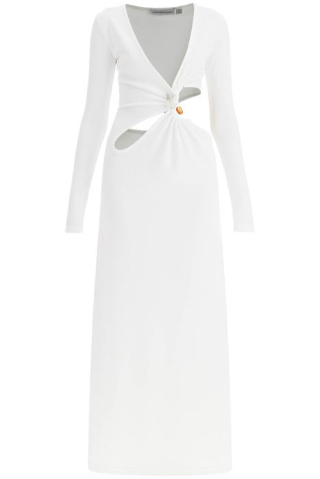 christopher esber long dress with cut outs and natural stones