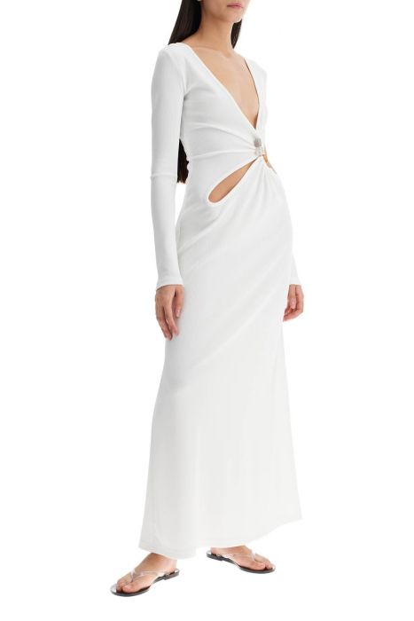 christopher esber long dress with cut outs and natural stones