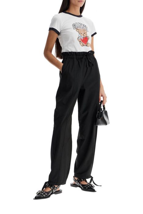ganni pantaloni paperbag in viscosa