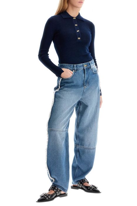 ganni distressed barrel jeans with