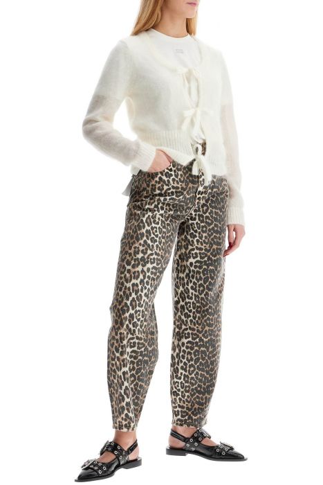 ganni leopard print barrel jeans
