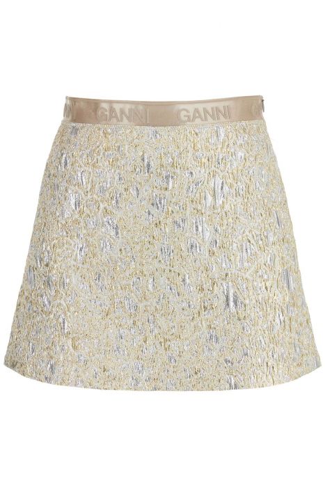 ganni metallic cloquã© mini skirt