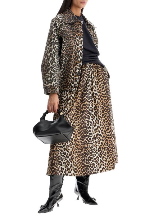 ganni long leopard print maxi skirt