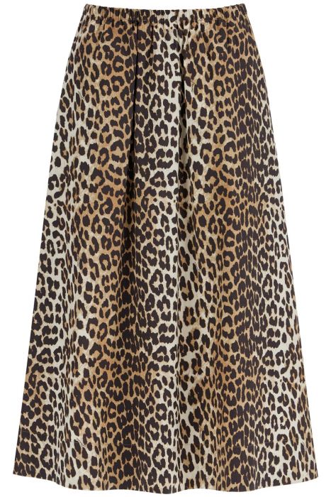 ganni long leopard print maxi skirt
