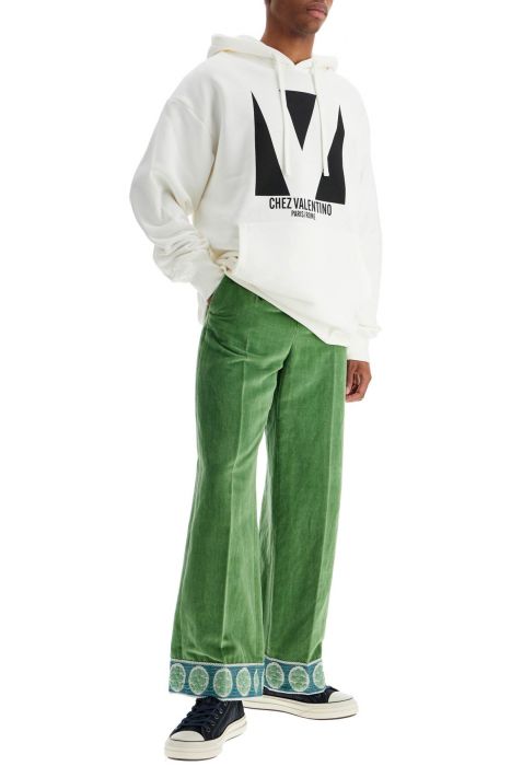 valentino garavani velvet pants with jacquard border