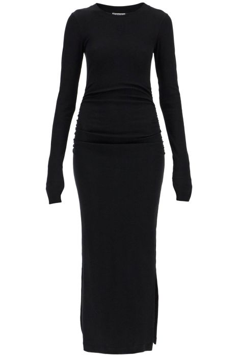 ganni long ribbed jersey dress with nine words