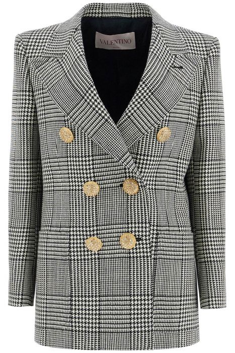 valentino garavani double-breasted pied de poule wool bl