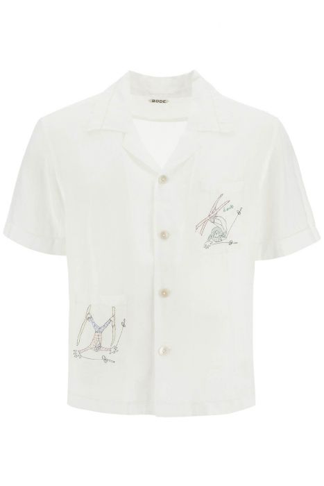 bode embroidered linen shirt