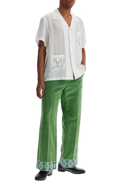 bode embroidered linen shirt