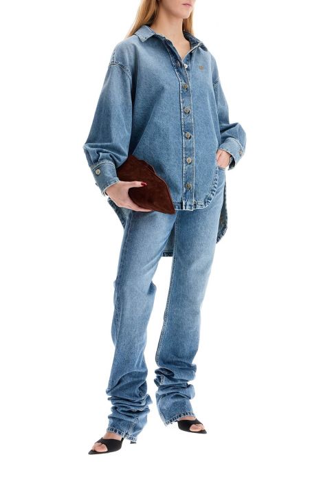 the attico asymmetric denim overshirt with