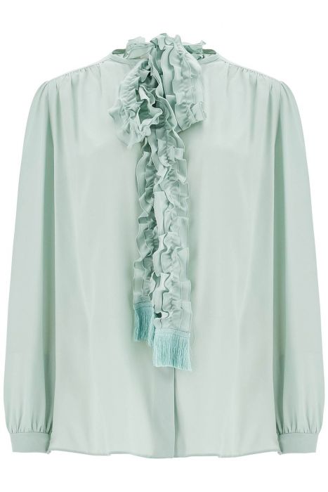 valentino garavani camicia in seta con fiocco