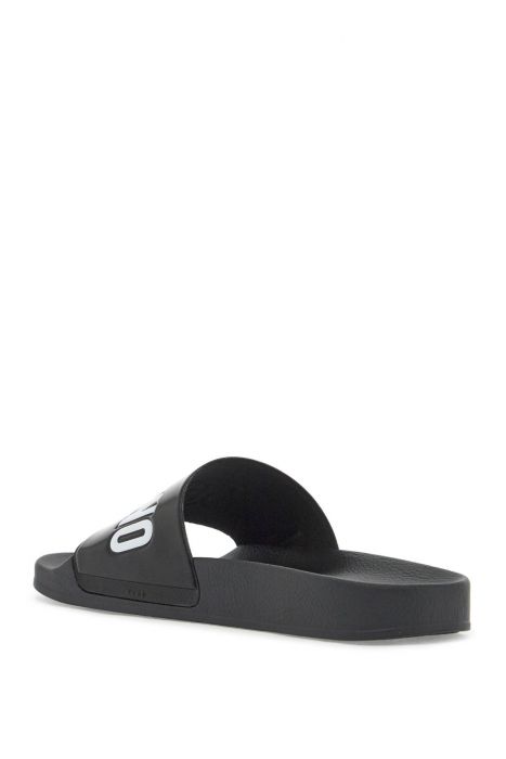 moschino rubber slides with logo branding