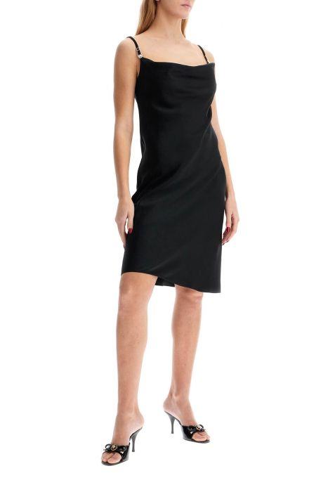 versace satin mini dress with safety pin detail