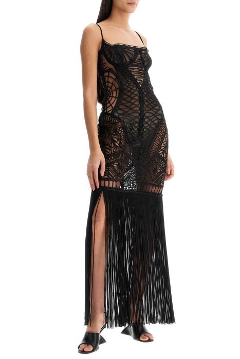 the attico embroidered tulle midi dress