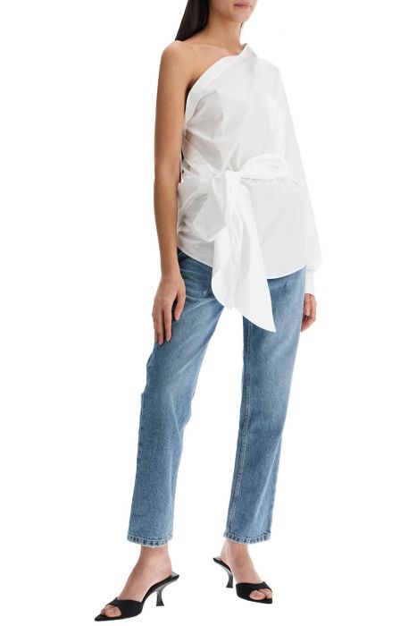 moschino one-shoulder poplin stretch