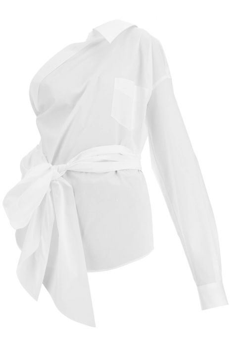 moschino camicia monospalla in popeline stretch