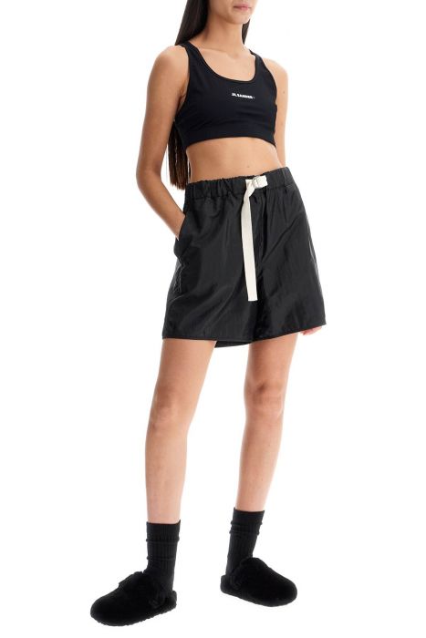 jil sander silk and nylon shorts with belt in a