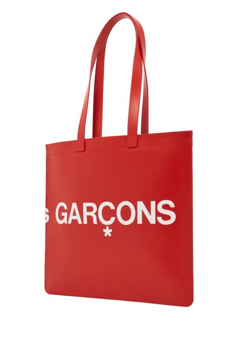 comme des garcons wallet leather tote bag with logo