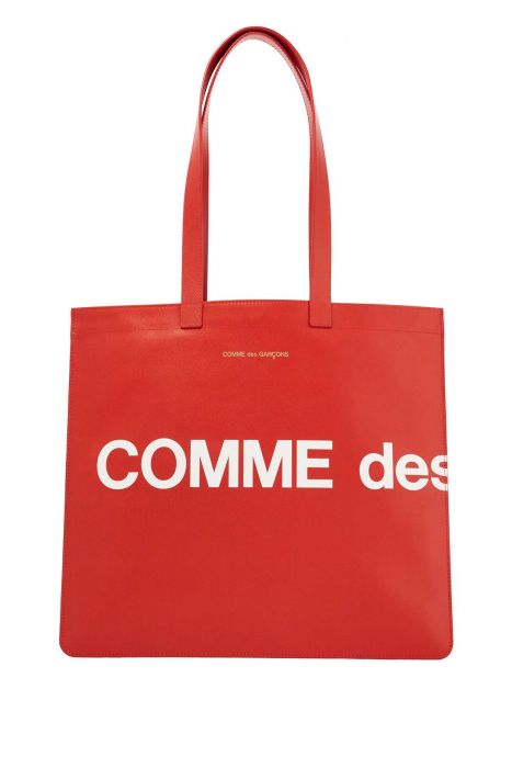 comme des garcons wallet leather tote bag with logo
