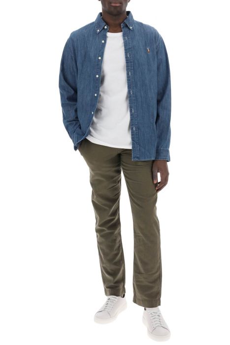 polo ralph lauren custom fit shirt in lightweight denim