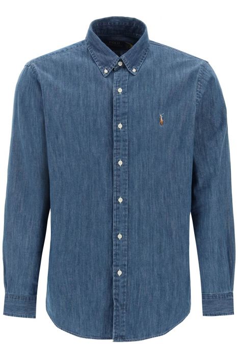 polo ralph lauren custom fit shirt in lightweight denim