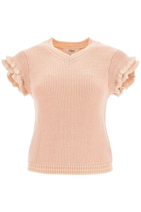 chloe' 'knitted vest with ruffle